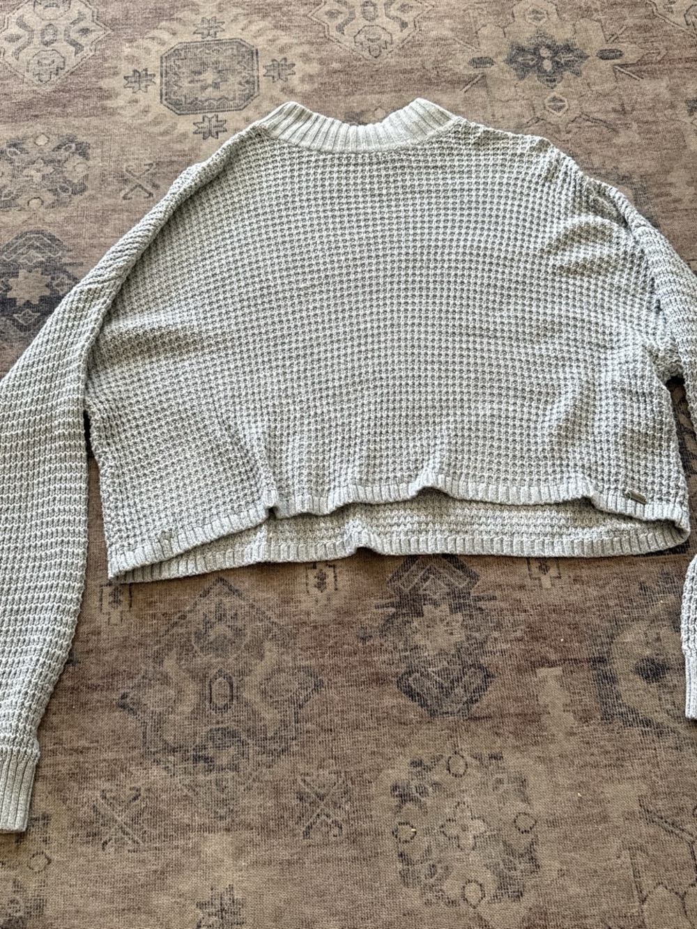 Hollister Cropped Waffle-Knit Cowl Sweater - Cream
